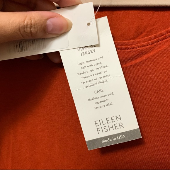NWT Eileen Fisher Jewel Neck Long Sleeve Tee in Spice Size Petite Large - Picture 3 of 6